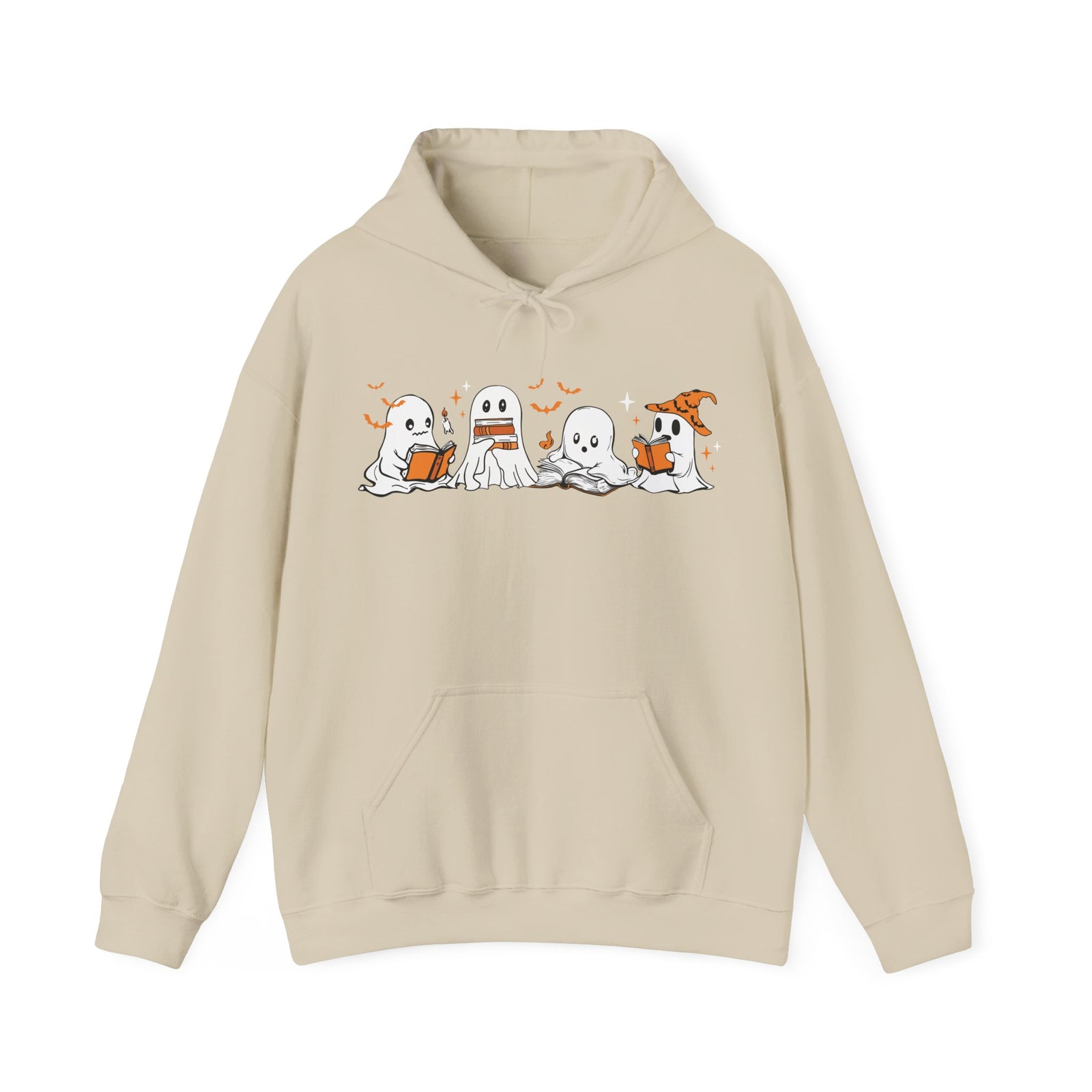 Ghosts Reading Hoodie, Cute Halloween Book Club Cotton Sweatshirt