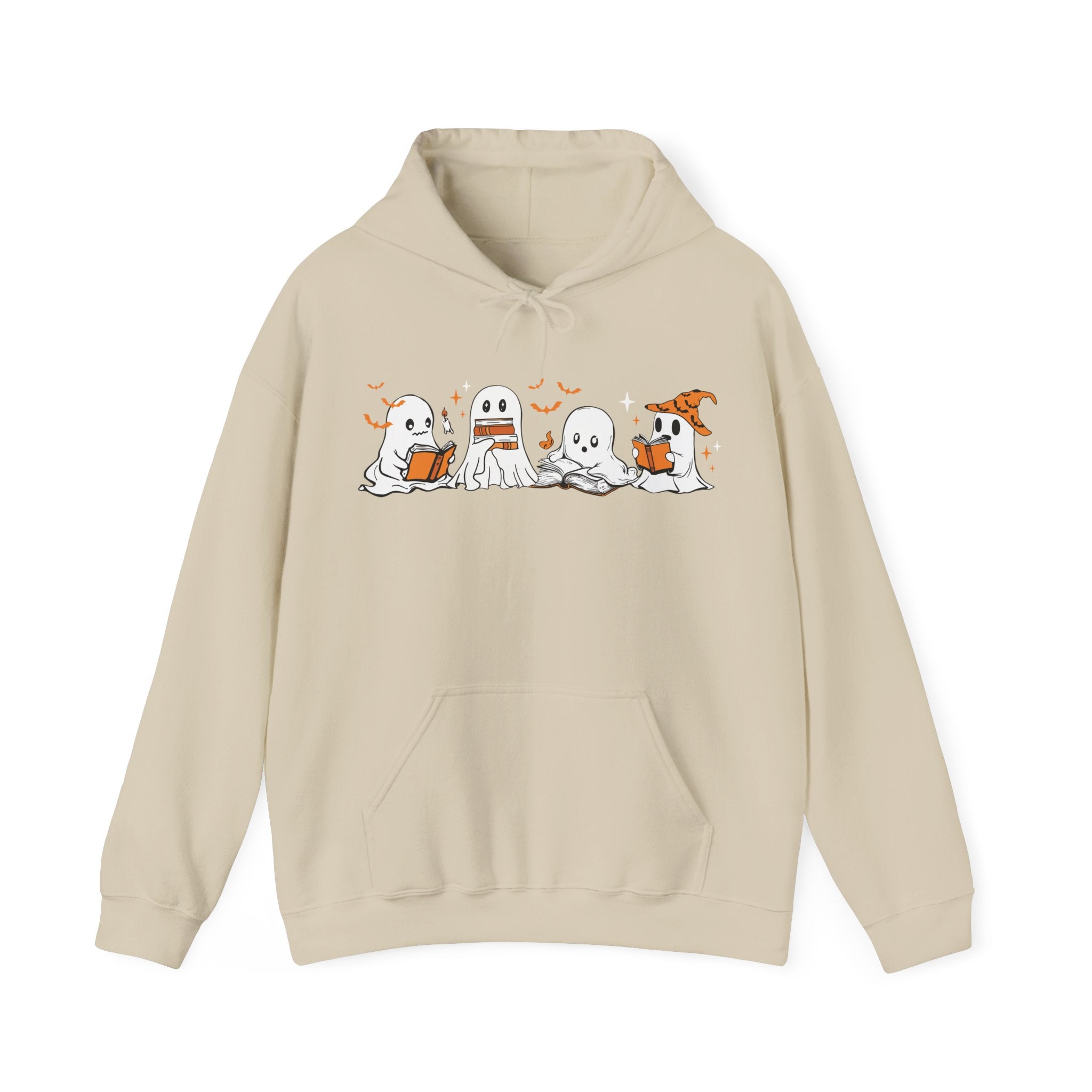 Ghosts Reading Hoodie, Cute Halloween Book Club Cotton Sweatshirt