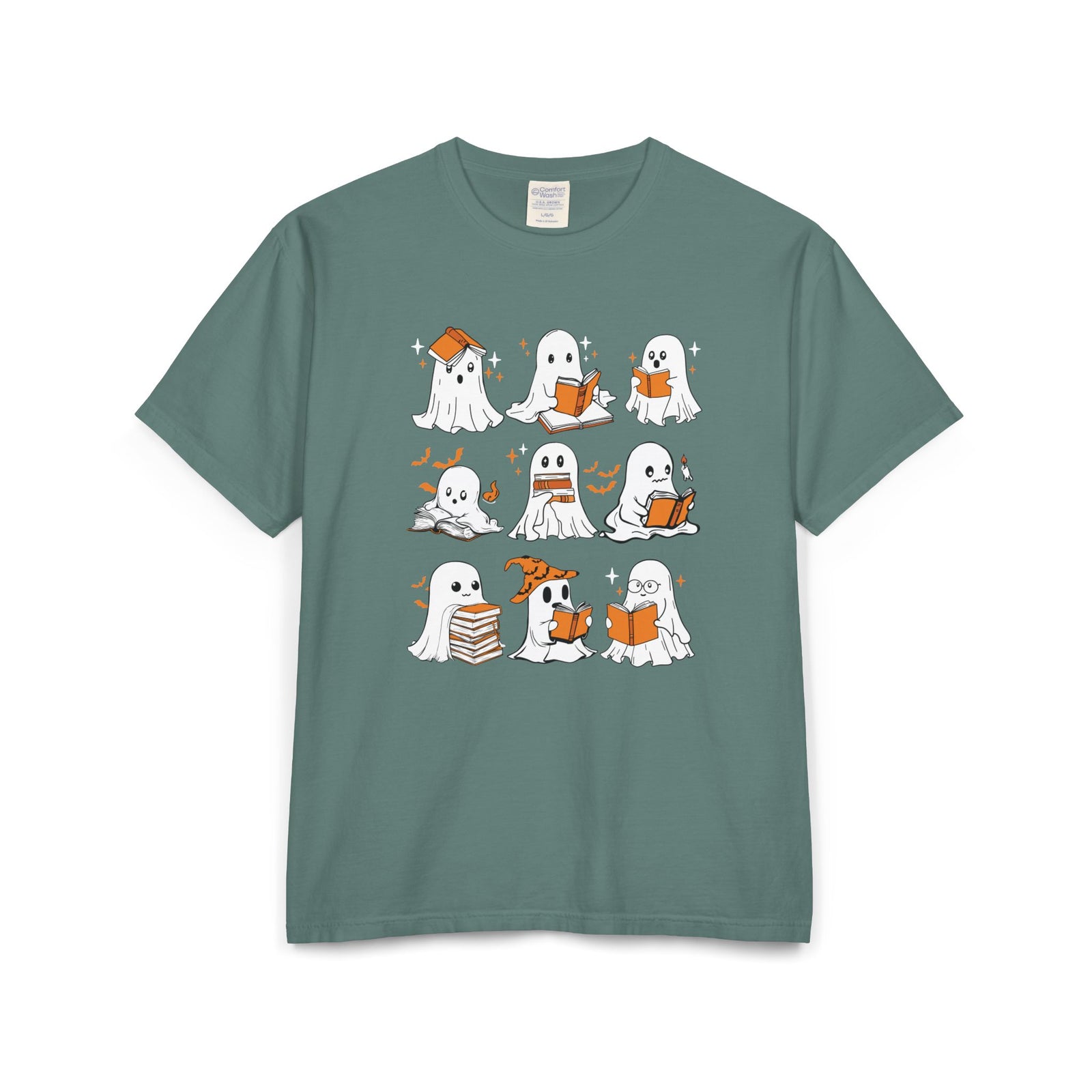 Comfort Colors T-shirt, Halloween Ghost Book Club T-Shirt, Cute Reading Ghosts Halloween T-shirt