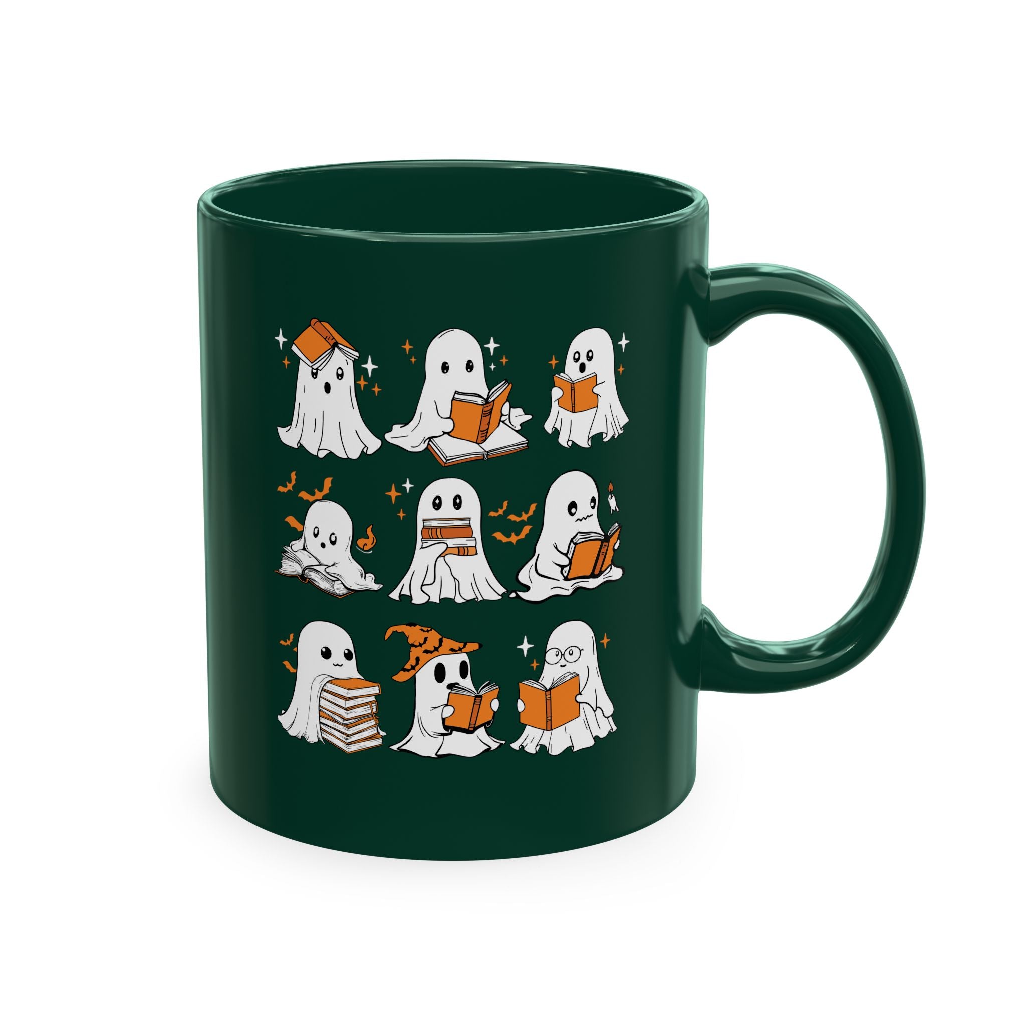 Funny Ghosts Reading Books, 11 oz Ceramic Mug, Halloween Mug Gifts For Reading Lovers