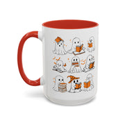 Halloween Ghost Reading Coffee Mug – Cute Spooky Booklover Accent Mug (11/15oz)