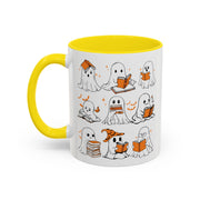 Halloween Ghost Reading Coffee Mug – Cute Spooky Booklover Accent Mug (11/15oz)
