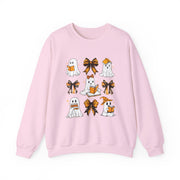 Halloween Ghosts & Bows Sweatshirt — Cute Orange Ghost Crewneck