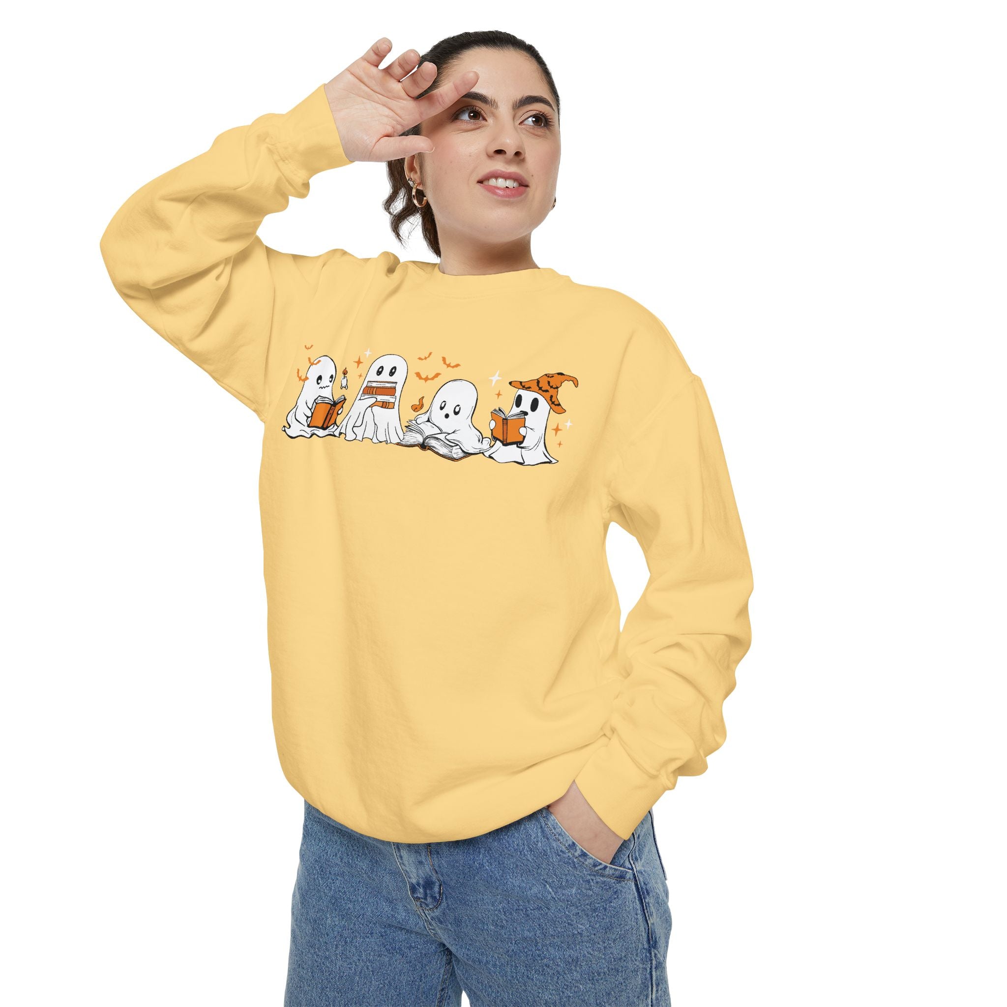 Halloween Ghost Squad Comfort Colors Sweatshirt — Halloween Reading Ghosts