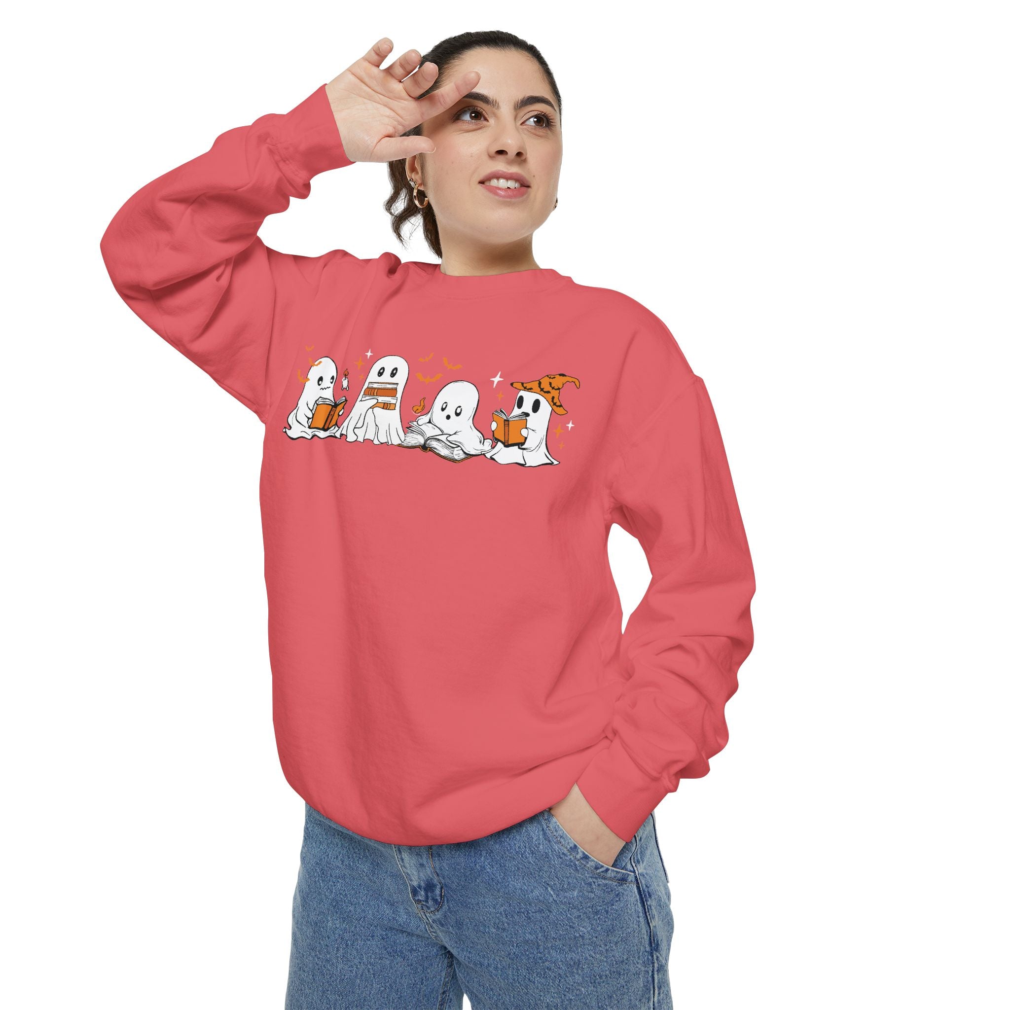 Halloween Ghost Squad Comfort Colors Sweatshirt — Halloween Reading Ghosts