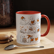 Halloween Ghost Reading Coffee Mug – Cute Spooky Booklover Accent Mug (11/15oz)