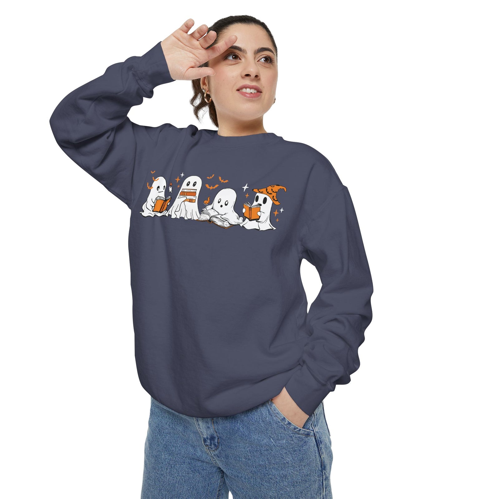 Halloween Ghost Squad Comfort Colors Sweatshirt — Halloween Reading Ghosts