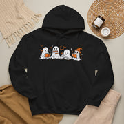 Ghosts Reading Hoodie, Cute Halloween Book Club Cotton Sweatshirt