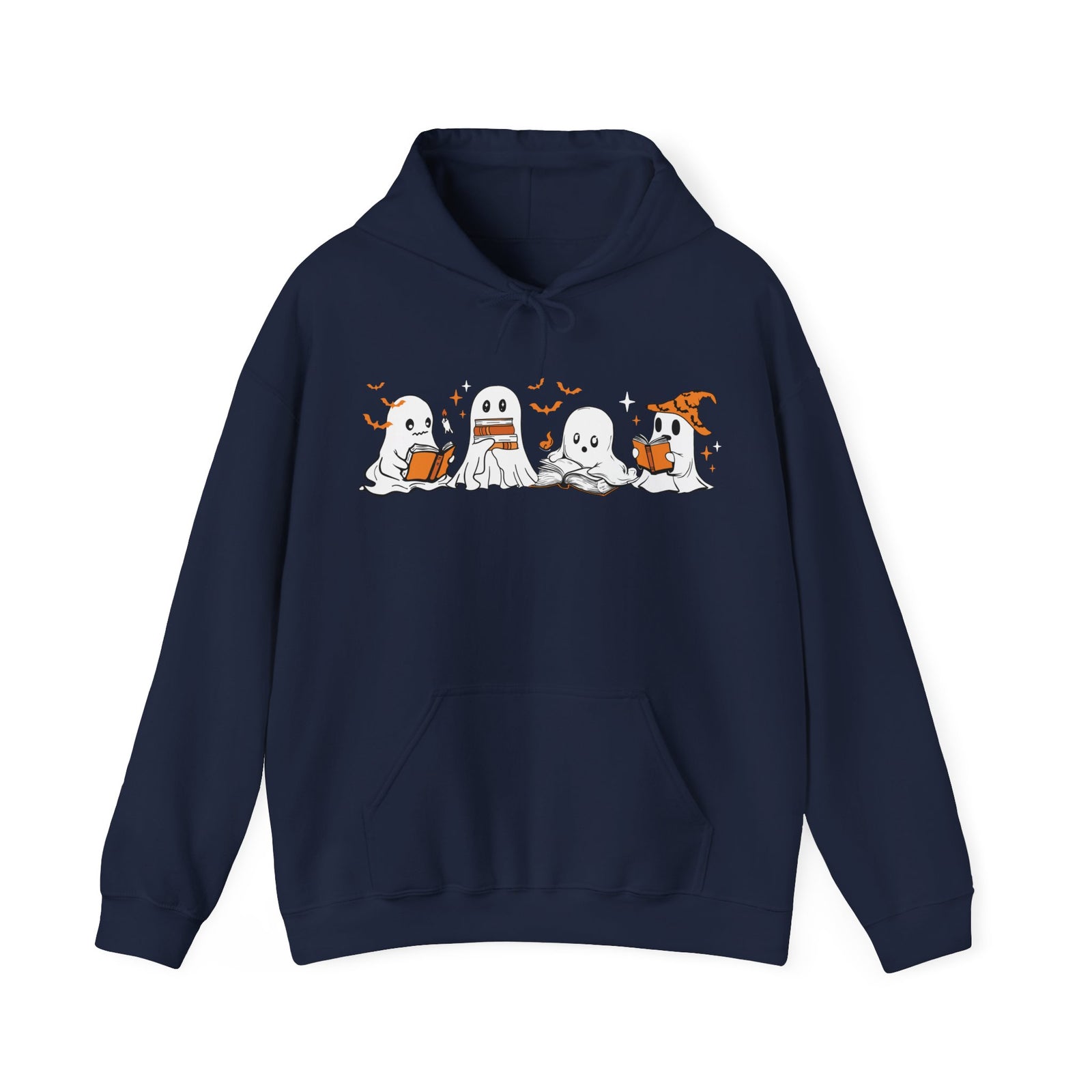 Ghosts Reading Hoodie, Cute Halloween Book Club Cotton Sweatshirt