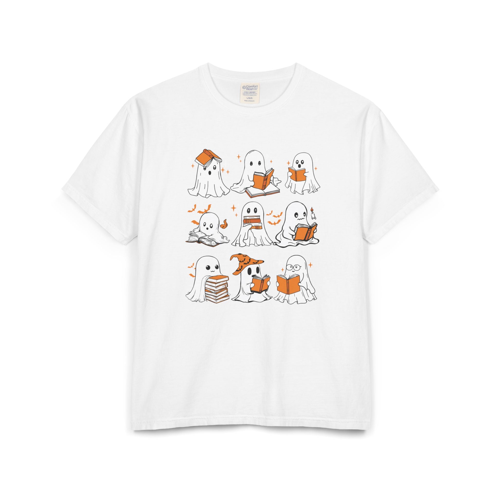 Comfort Colors T-shirt, Halloween Ghost Book Club T-Shirt, Cute Reading Ghosts Halloween T-shirt