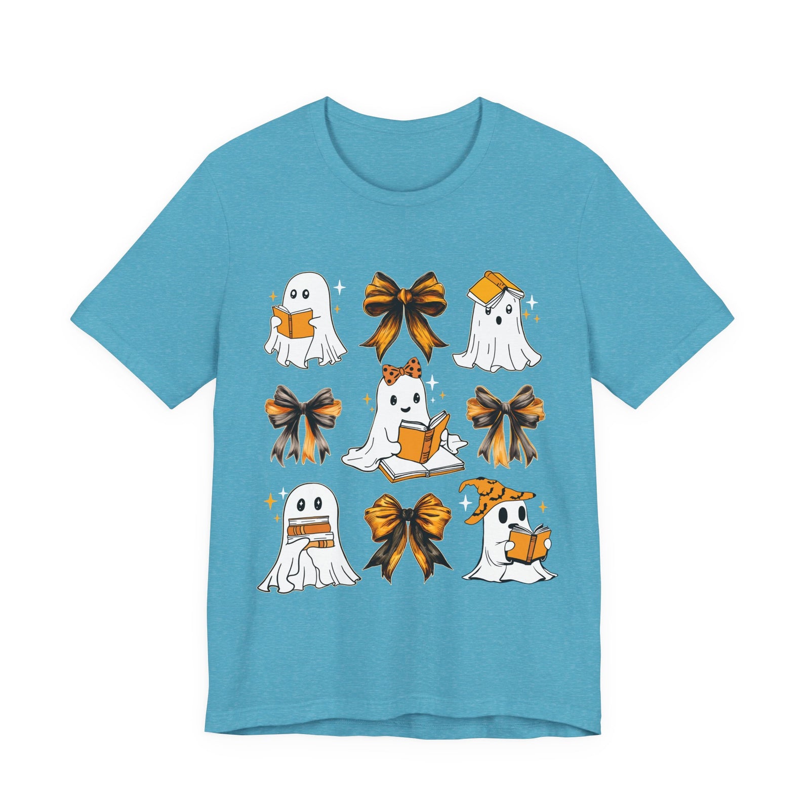 Halloween Ghosts Reading, Funny Halloween Ghost Crew Shirt For Women, Girl, Reading Lover