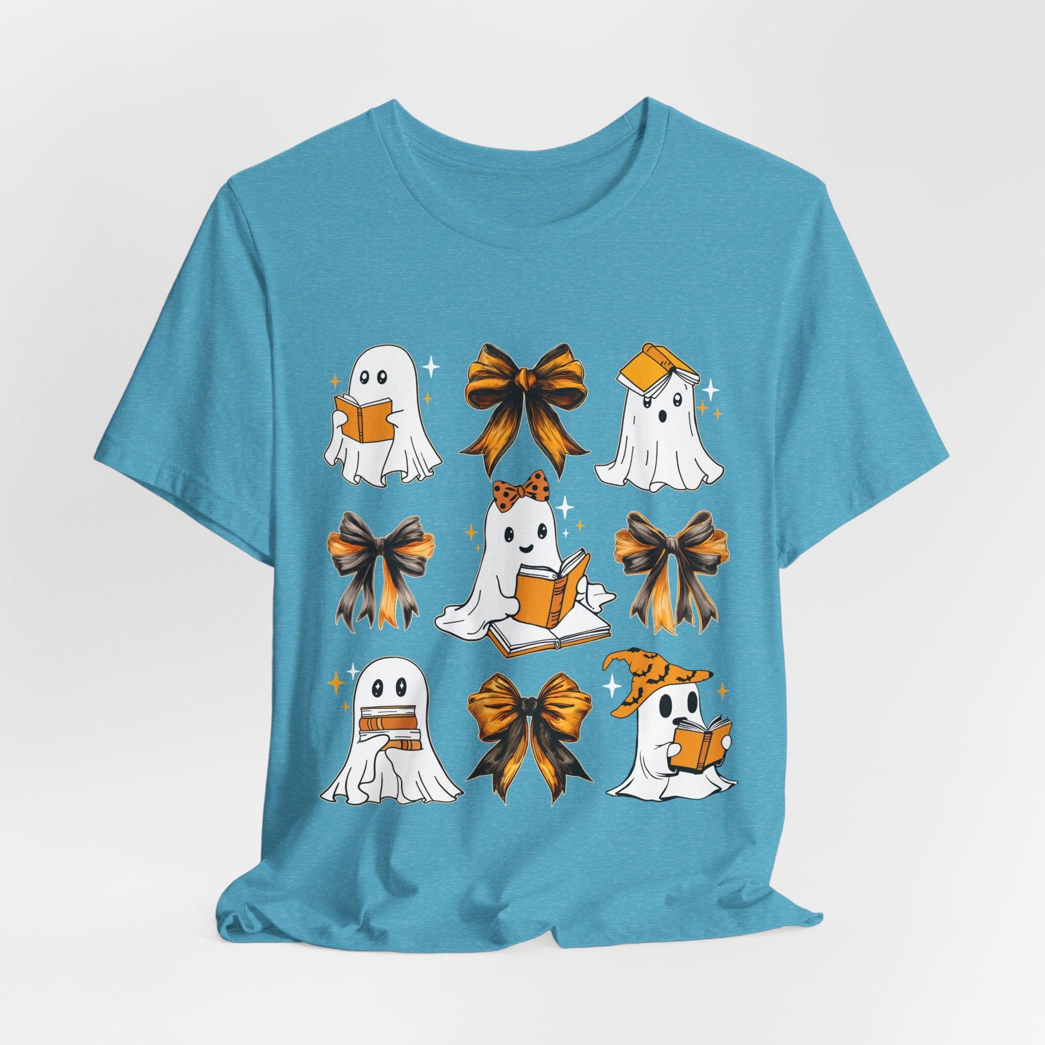 Halloween Ghosts Reading, Funny Halloween Ghost Crew Shirt For Women, Girl, Reading Lover
