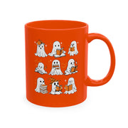 Funny Ghosts Reading Books, 11 oz Ceramic Mug, Halloween Mug Gifts For Reading Lovers