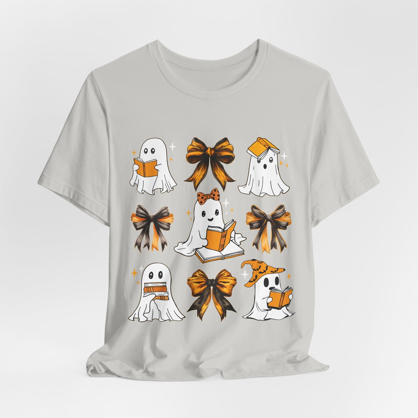 Halloween Ghosts Reading, Funny Halloween Ghost Crew Shirt For Women, Girl, Reading Lover