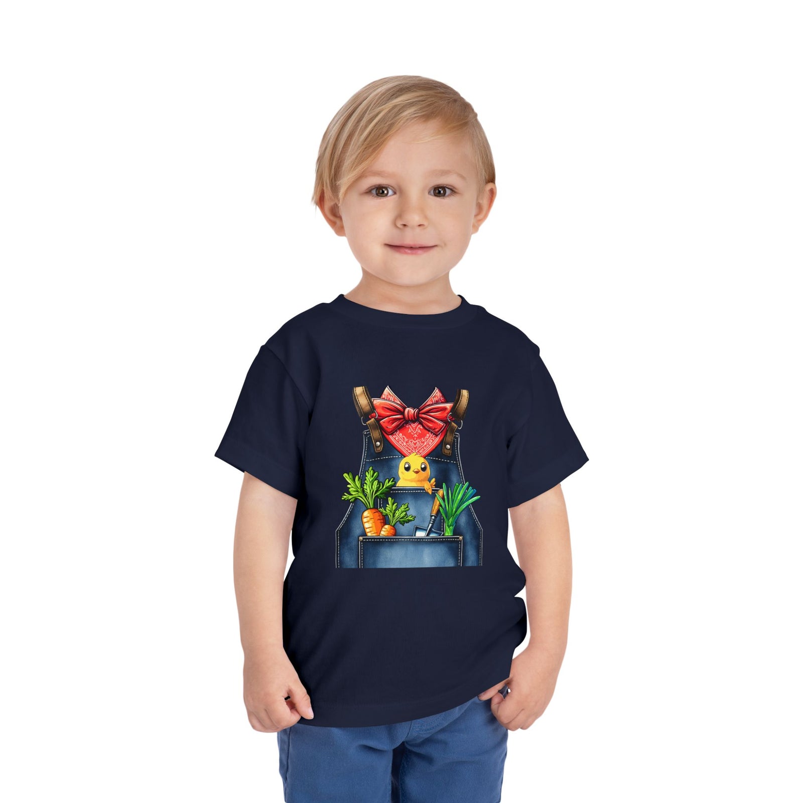 Toddler Tee — Chick in Overalls with Carrots Cute Spring Easter Shirt