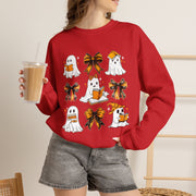 Halloween Ghosts & Bows Sweatshirt — Cute Orange Ghost Crewneck
