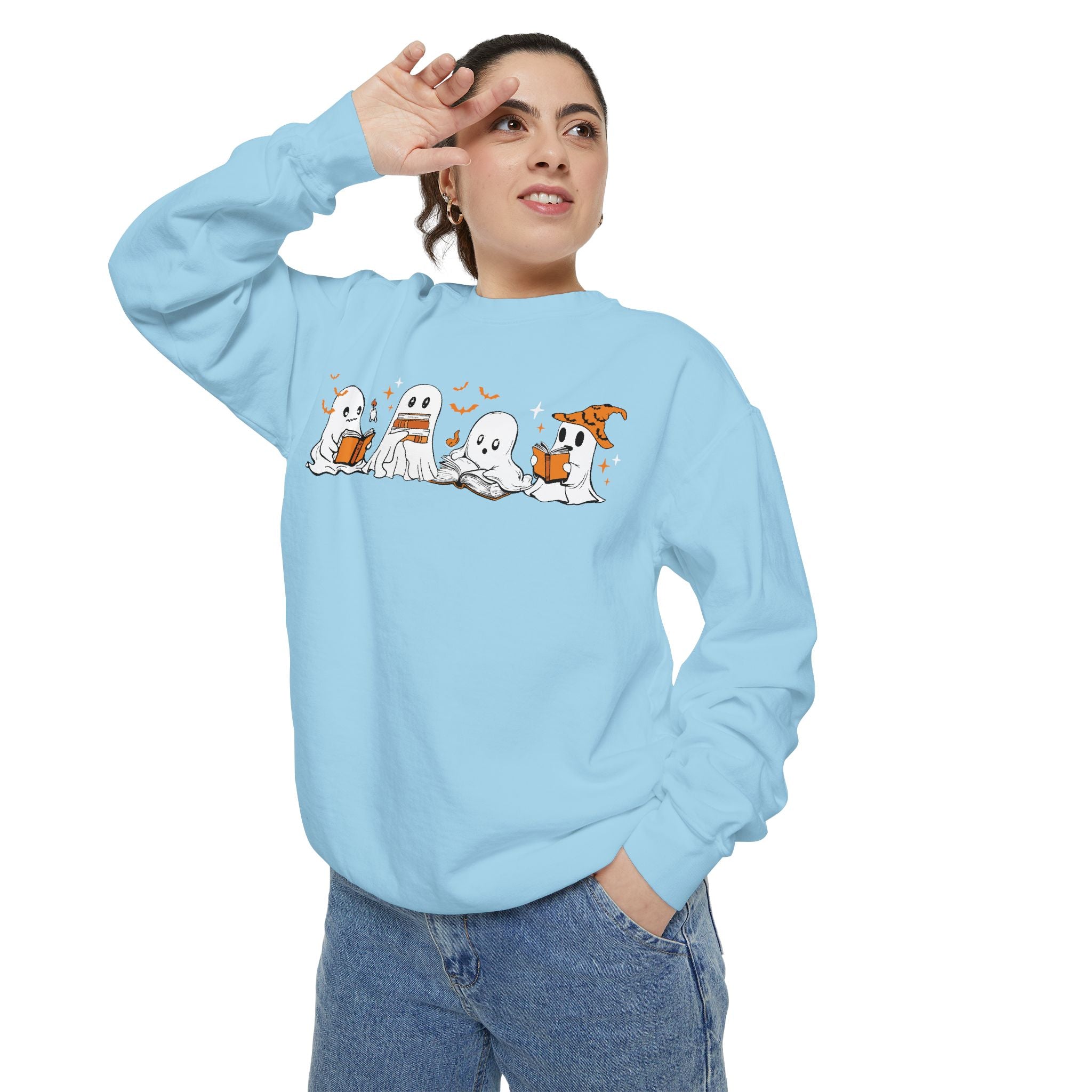 Halloween Ghost Squad Comfort Colors Sweatshirt — Halloween Reading Ghosts