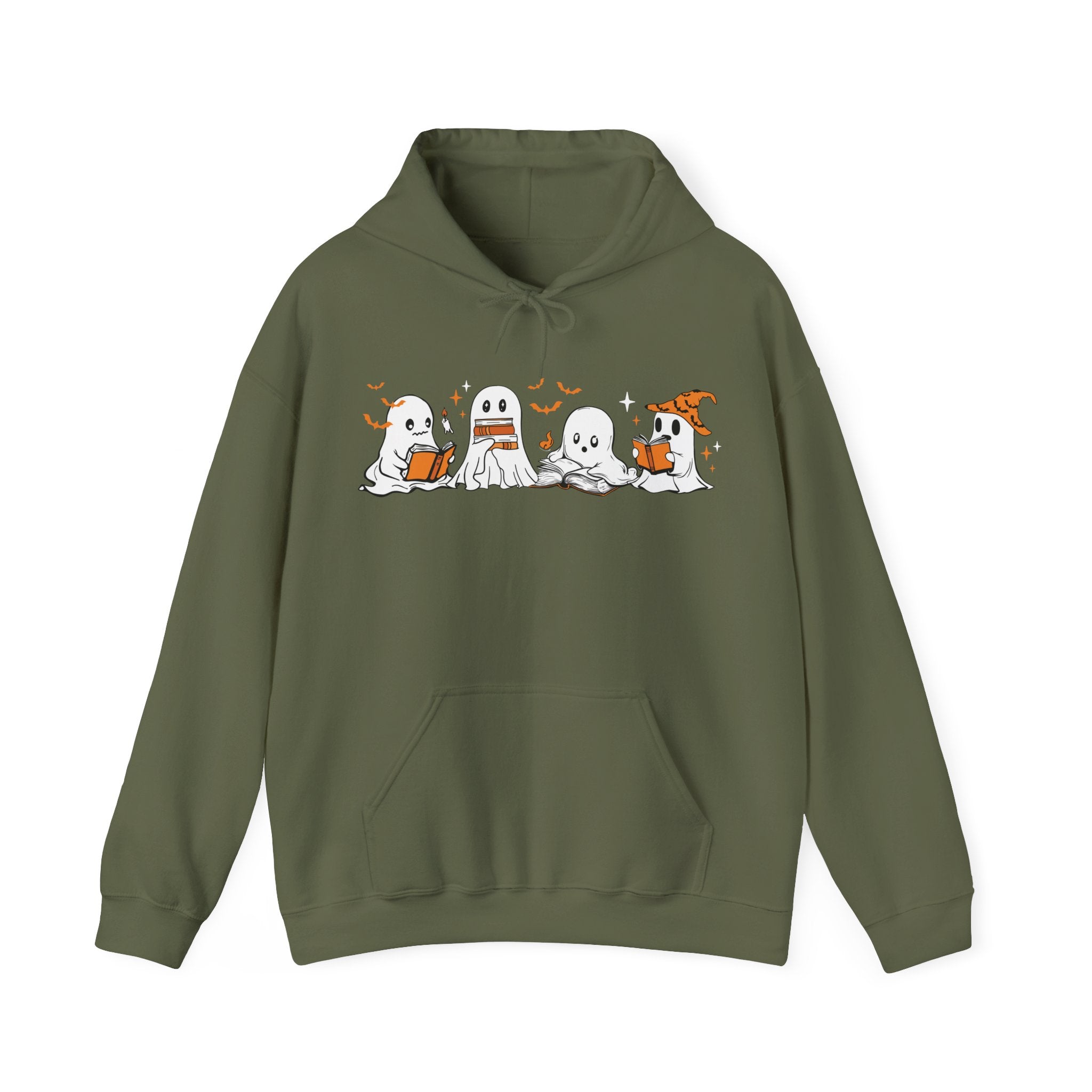 Ghosts Reading Hoodie, Cute Halloween Book Club Cotton Sweatshirt