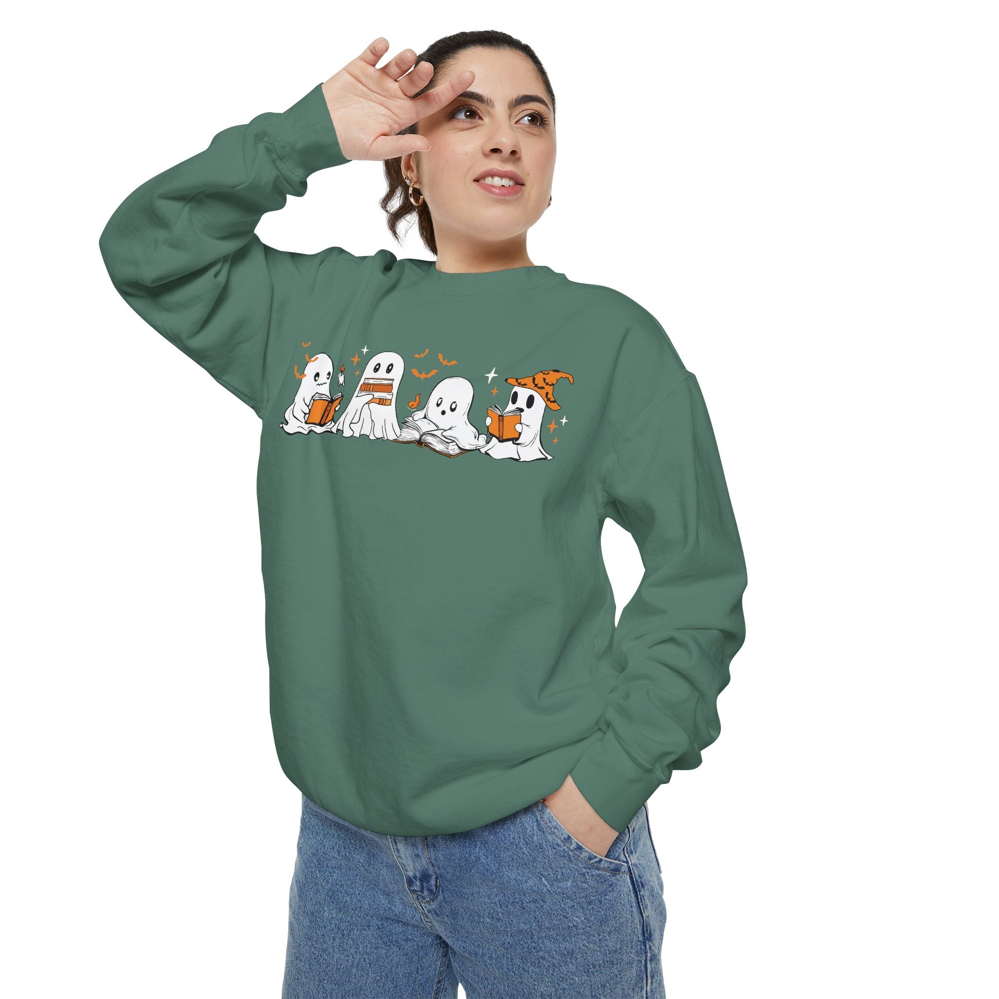 Halloween Ghost Squad Comfort Colors Sweatshirt — Halloween Reading Ghosts