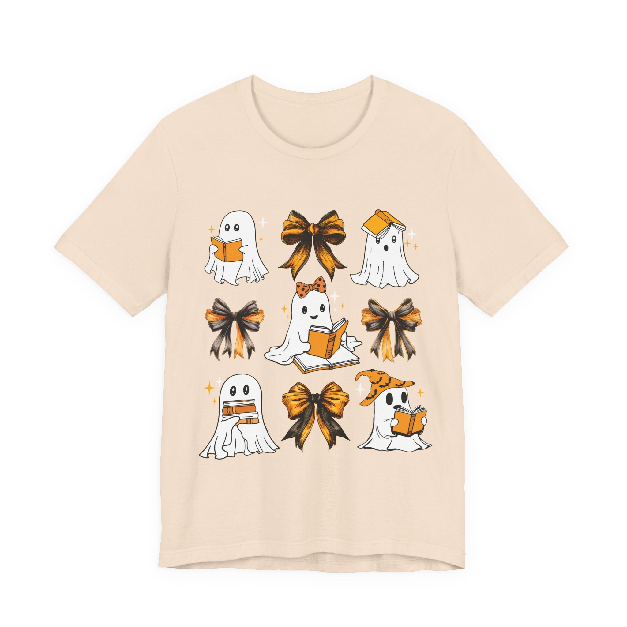 Halloween Ghosts Reading, Funny Halloween Ghost Crew Shirt For Women, Girl, Reading Lover
