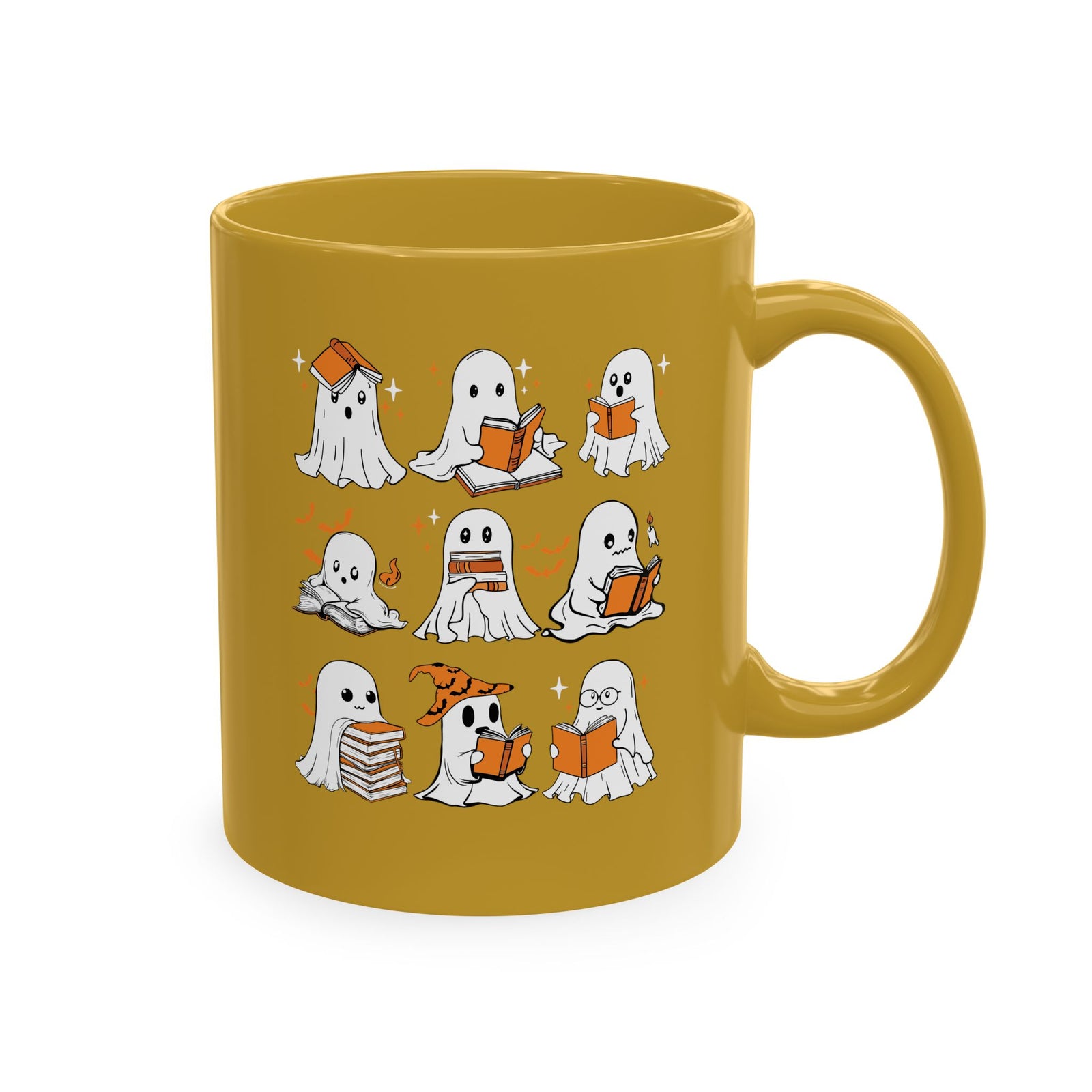 Funny Ghosts Reading Books, 11 oz Ceramic Mug, Halloween Mug Gifts For Reading Lovers