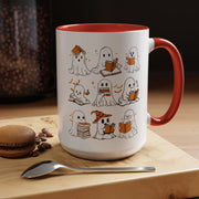 Halloween Ghost Reading Coffee Mug – Cute Spooky Booklover Accent Mug (11/15oz)