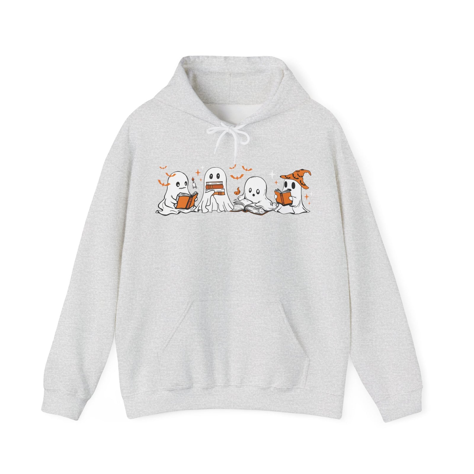 Ghosts Reading Hoodie, Cute Halloween Book Club Cotton Sweatshirt