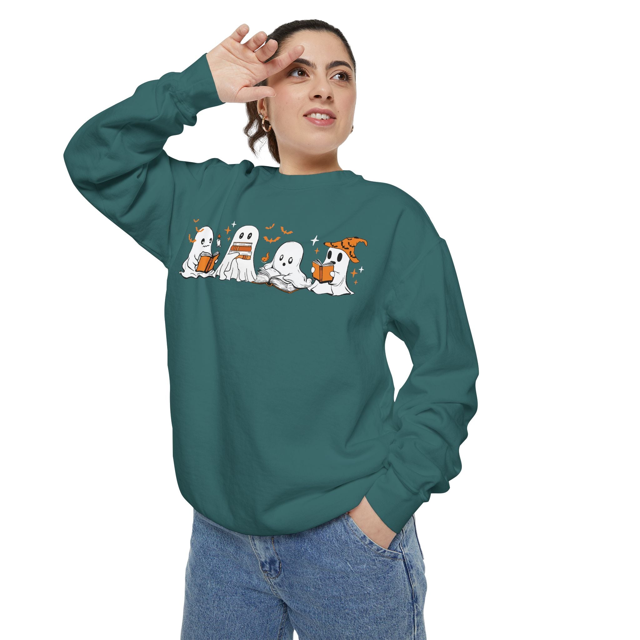 Halloween Ghost Squad Comfort Colors Sweatshirt — Halloween Reading Ghosts