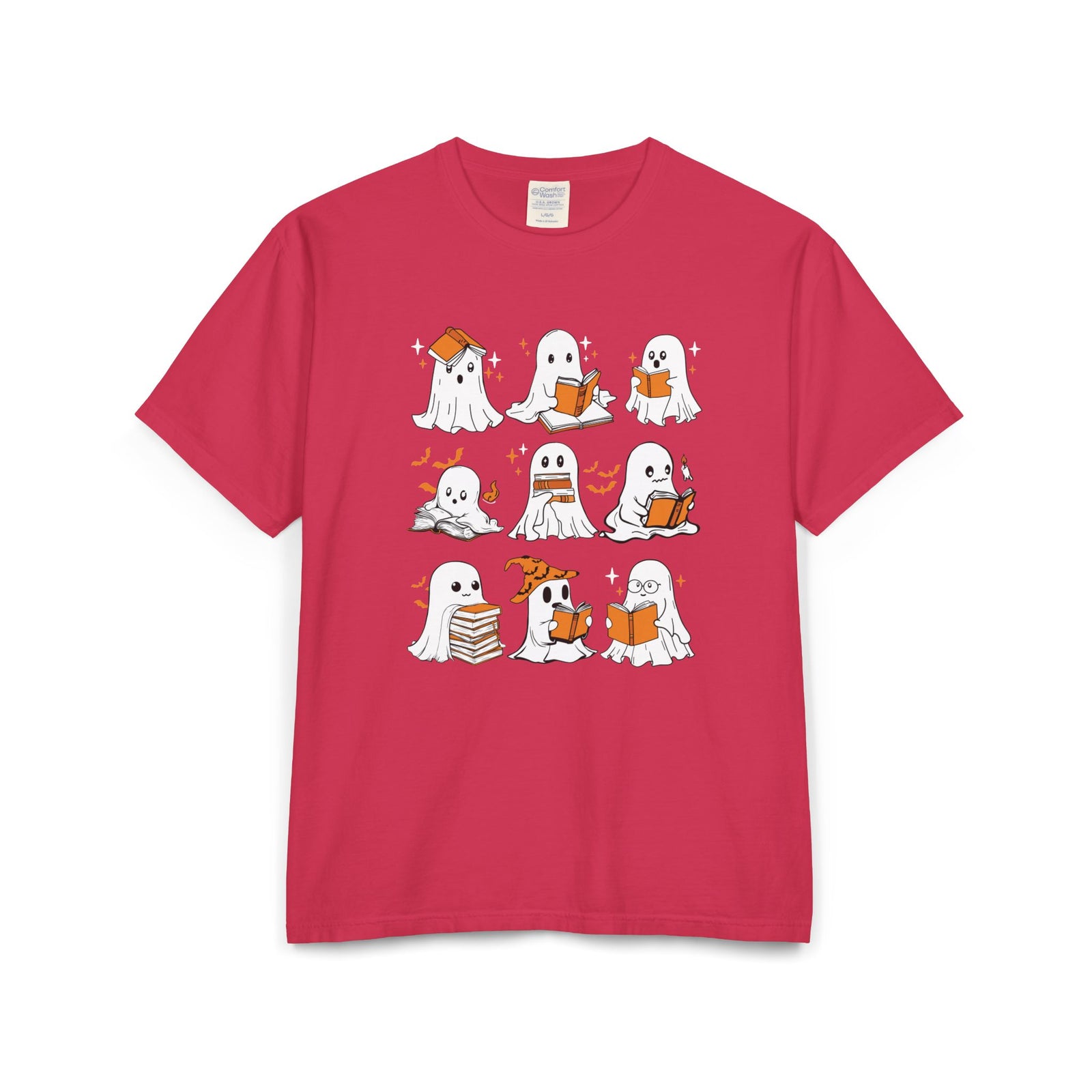 Comfort Colors T-shirt, Halloween Ghost Book Club T-Shirt, Cute Reading Ghosts Halloween T-shirt