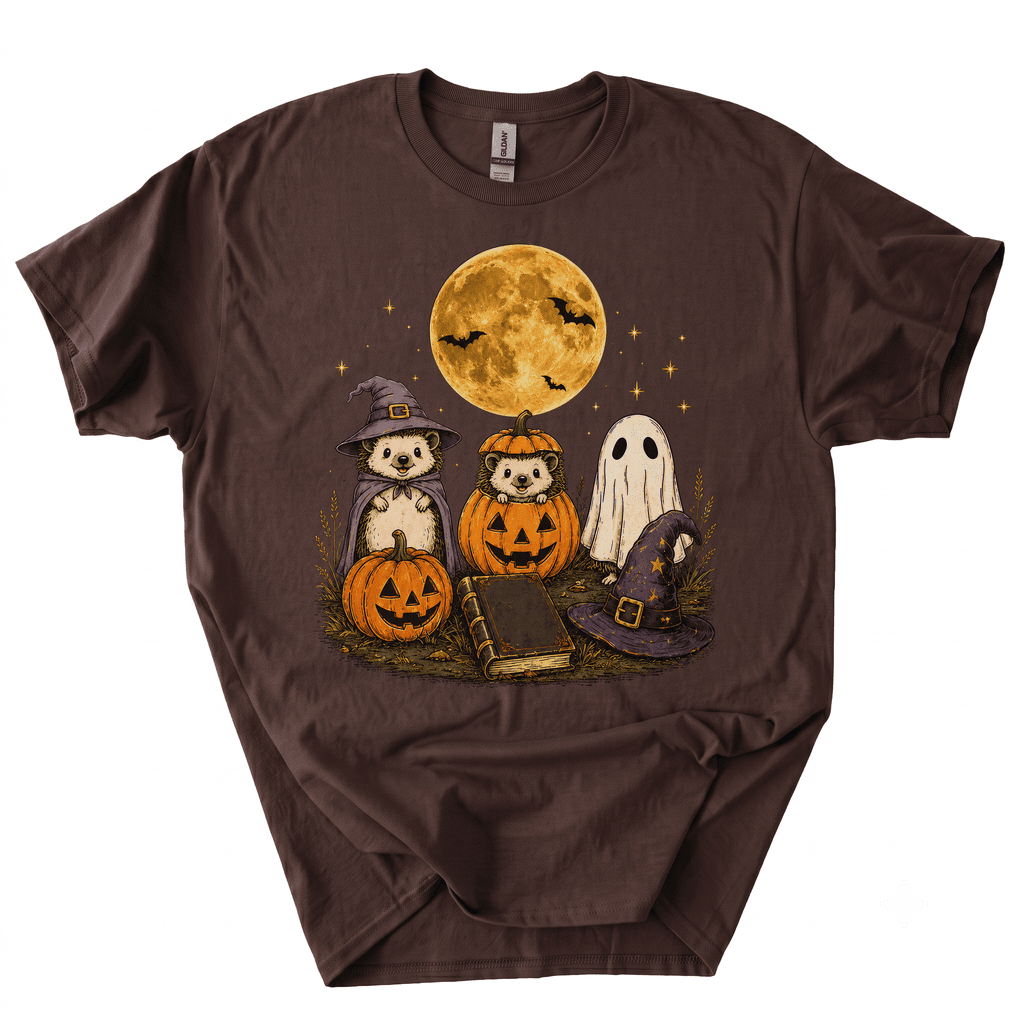 Spooky Ghost Hedgehog Lover Pumpkin Halloween T-Shirt-B4BO