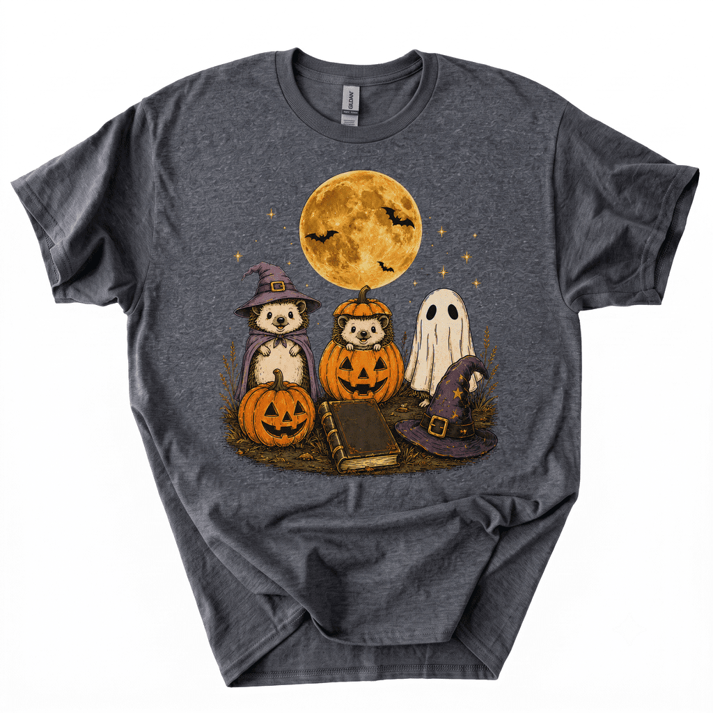 Spooky Ghost Hedgehog Lover Pumpkin Halloween T-Shirt-B4BO