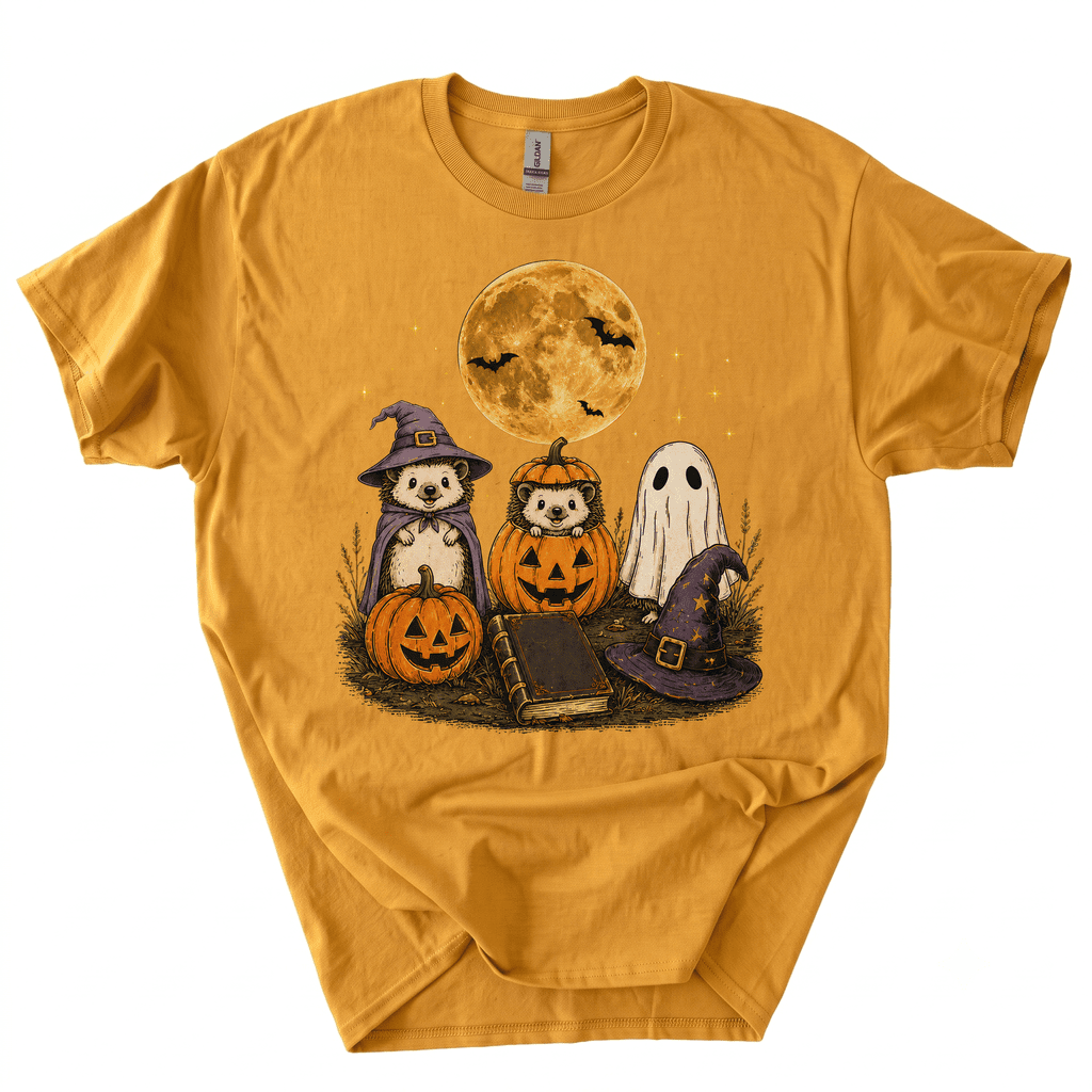 Spooky Ghost Hedgehog Lover Pumpkin Halloween T-Shirt-B4BO