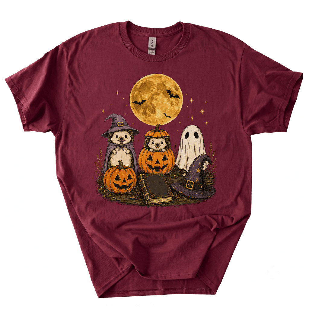 Spooky Ghost Hedgehog Lover Pumpkin Halloween T-Shirt-B4BO