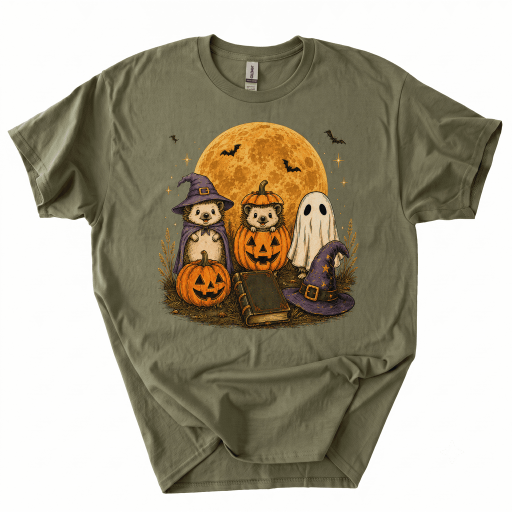 Spooky Ghost Hedgehog Lover Pumpkin Halloween T-Shirt-Z3V9