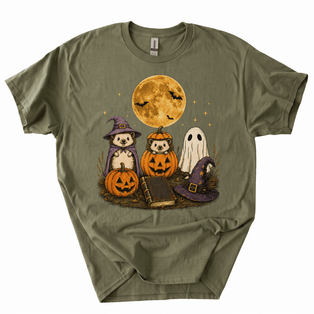 Spooky Ghost Hedgehog Lover Pumpkin Halloween T-Shirt-B4BO