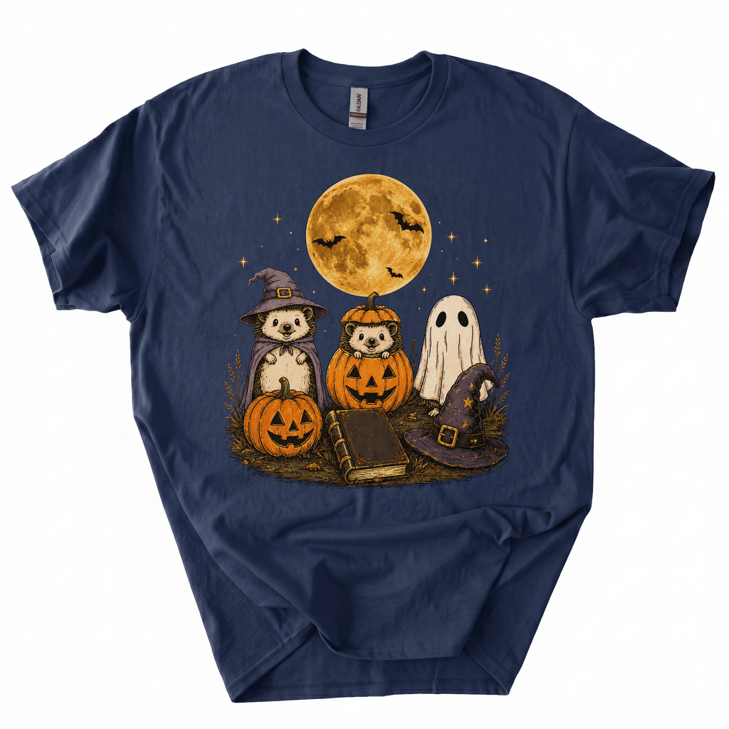 Spooky Ghost Hedgehog Lover Pumpkin Halloween T-Shirt-B4BO