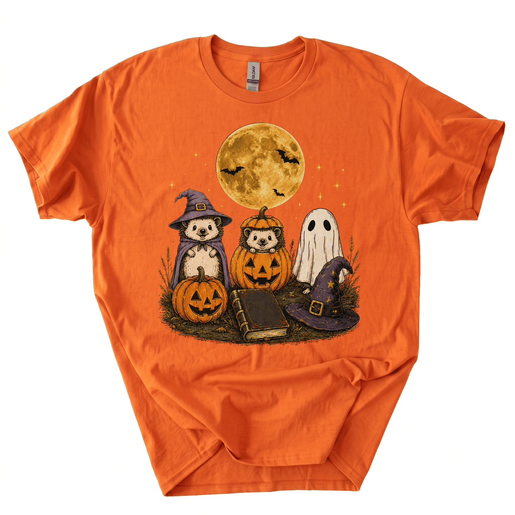 Spooky Ghost Hedgehog Lover Pumpkin Halloween T-Shirt-B4BO