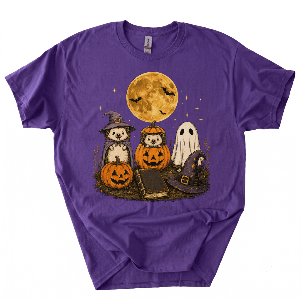 Spooky Ghost Hedgehog Lover Pumpkin Halloween T-Shirt-B4BO
