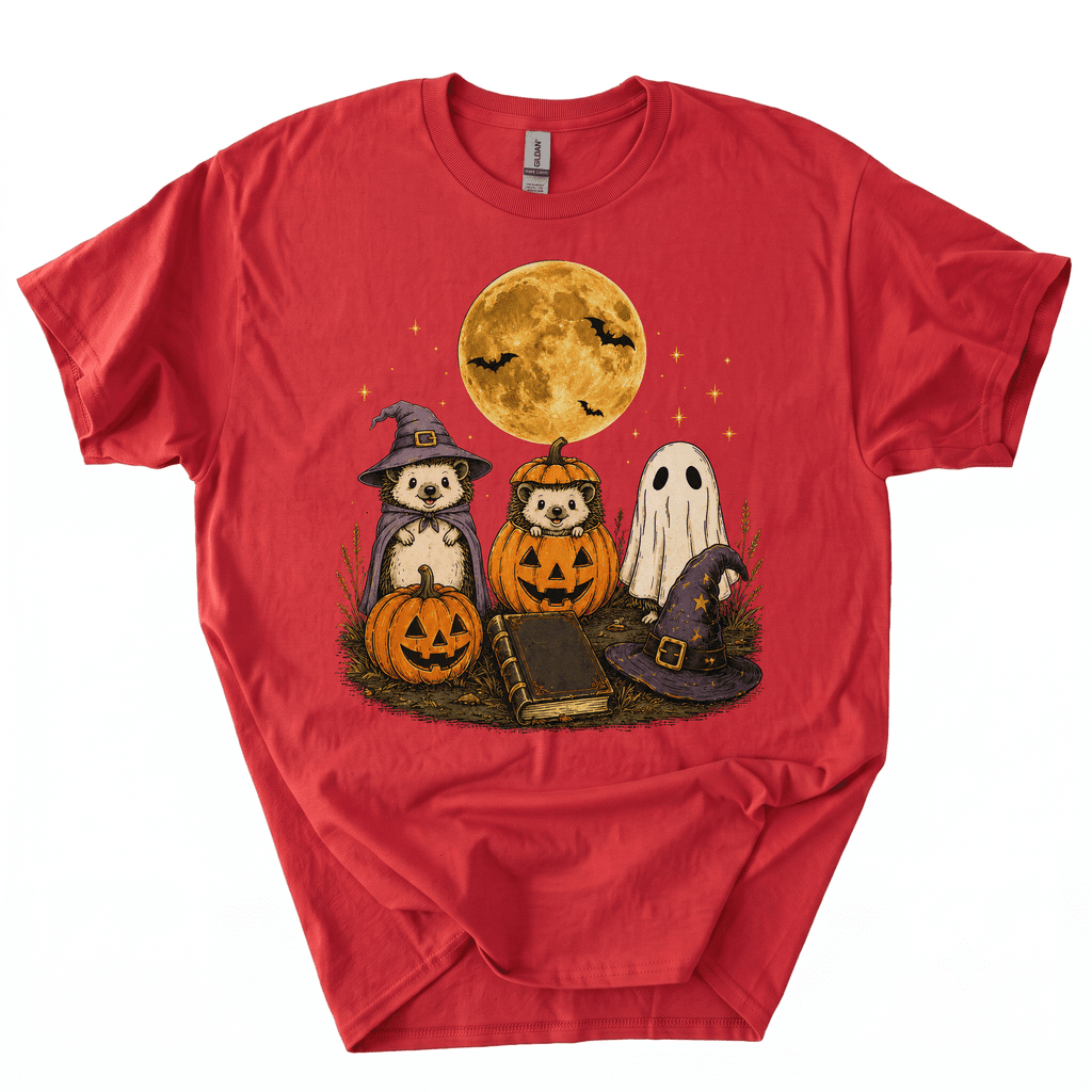 Spooky Ghost Hedgehog Lover Pumpkin Halloween T-Shirt-B4BO