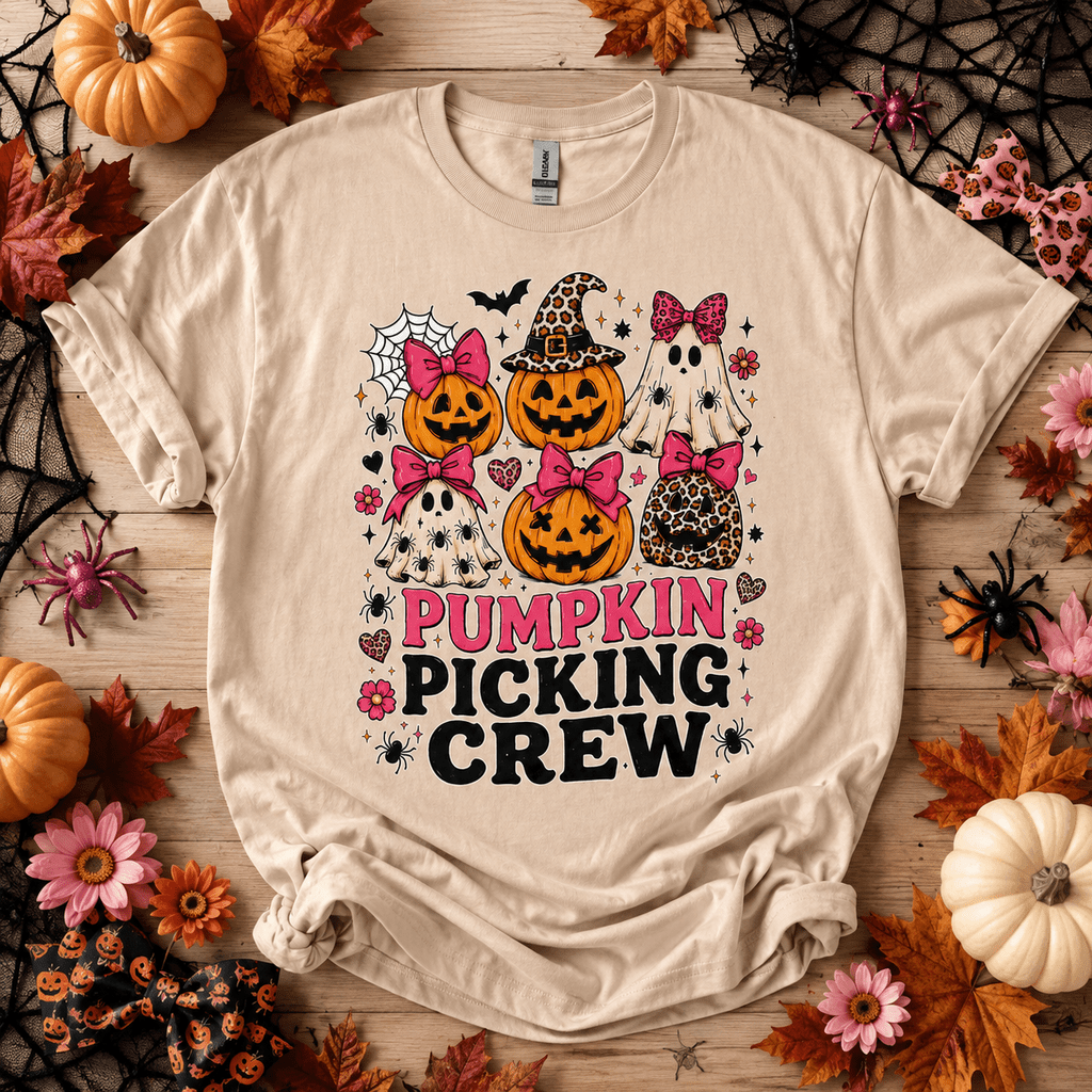 Pumpkin Picking Crew Halloween Family Matching T-Shirt-U9FS