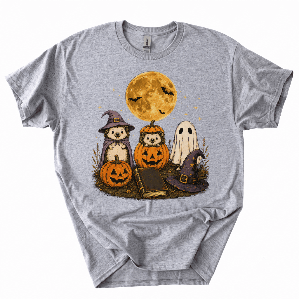 Spooky Ghost Hedgehog Lover Pumpkin Halloween T-Shirt-B4BO