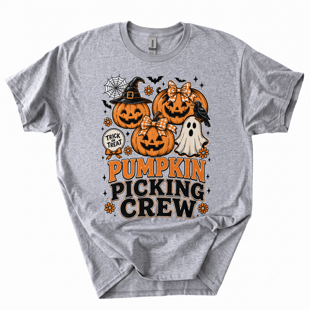Pumpkin Picking Crew Halloween Family Matching T-Shirt-HFAC